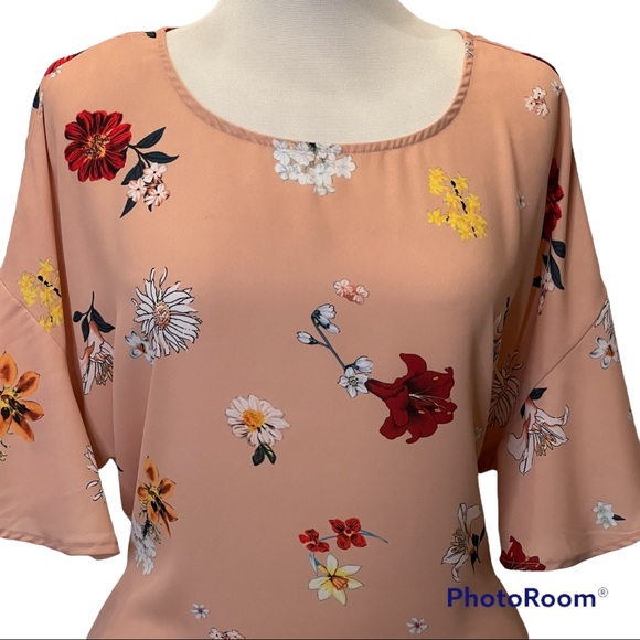 Pleione Tops - Pleione Pretty Pink Floral Top XL